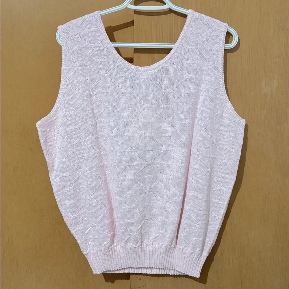 C063 - Avon Light NWT Pink Textured Knit Top Sweater Vest Sz XL - Picture 5 of 5